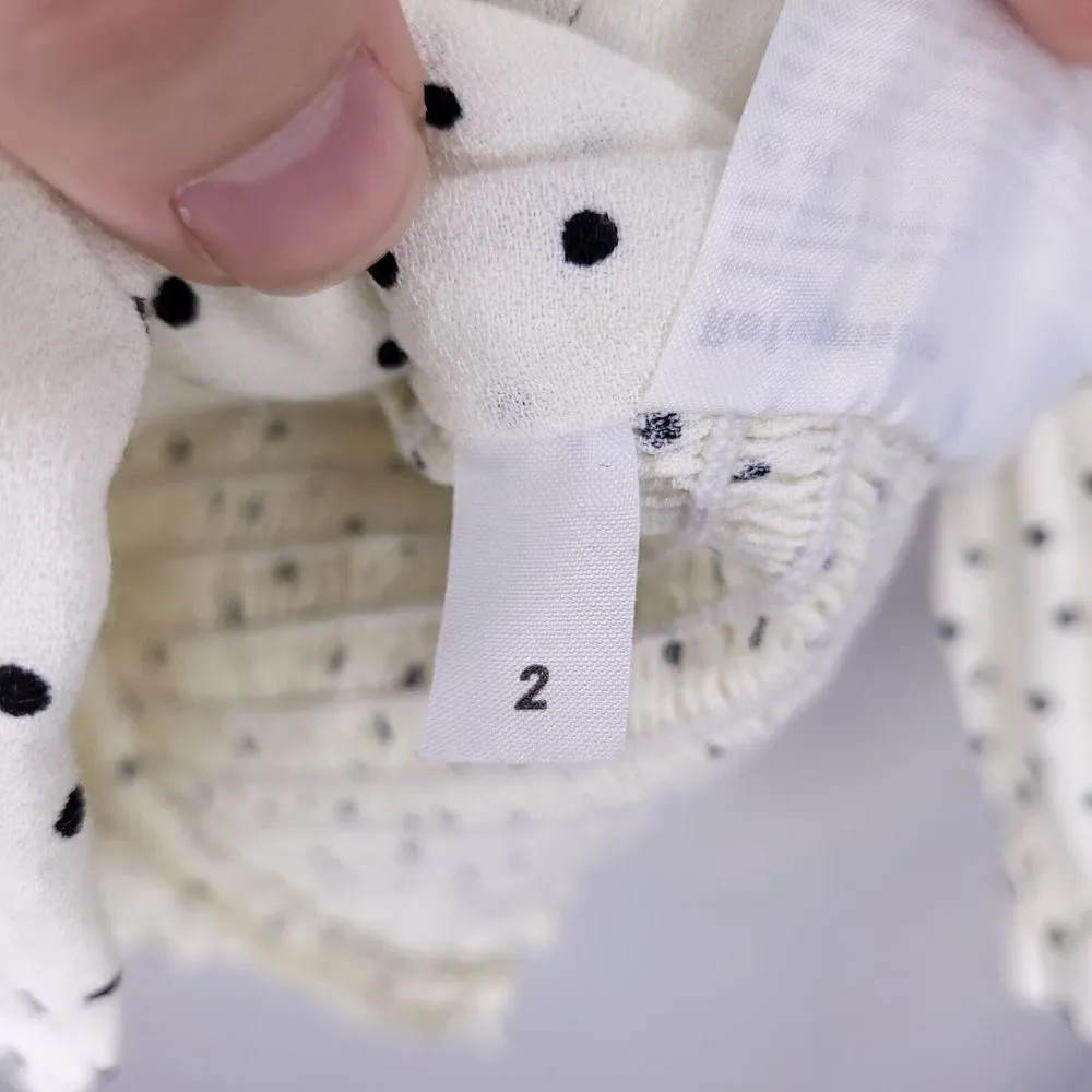 Reformation White Polka Dot Puff Sleeve Blouse
